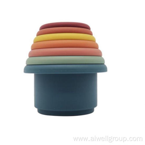 Colorful silicone non toxic stack up cup toy